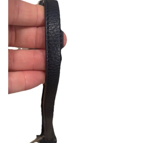 Minimalist THE SAK Flora Soft Leather Small Satchel Crocheted Trim Navy Blue - Picture 5 of 5